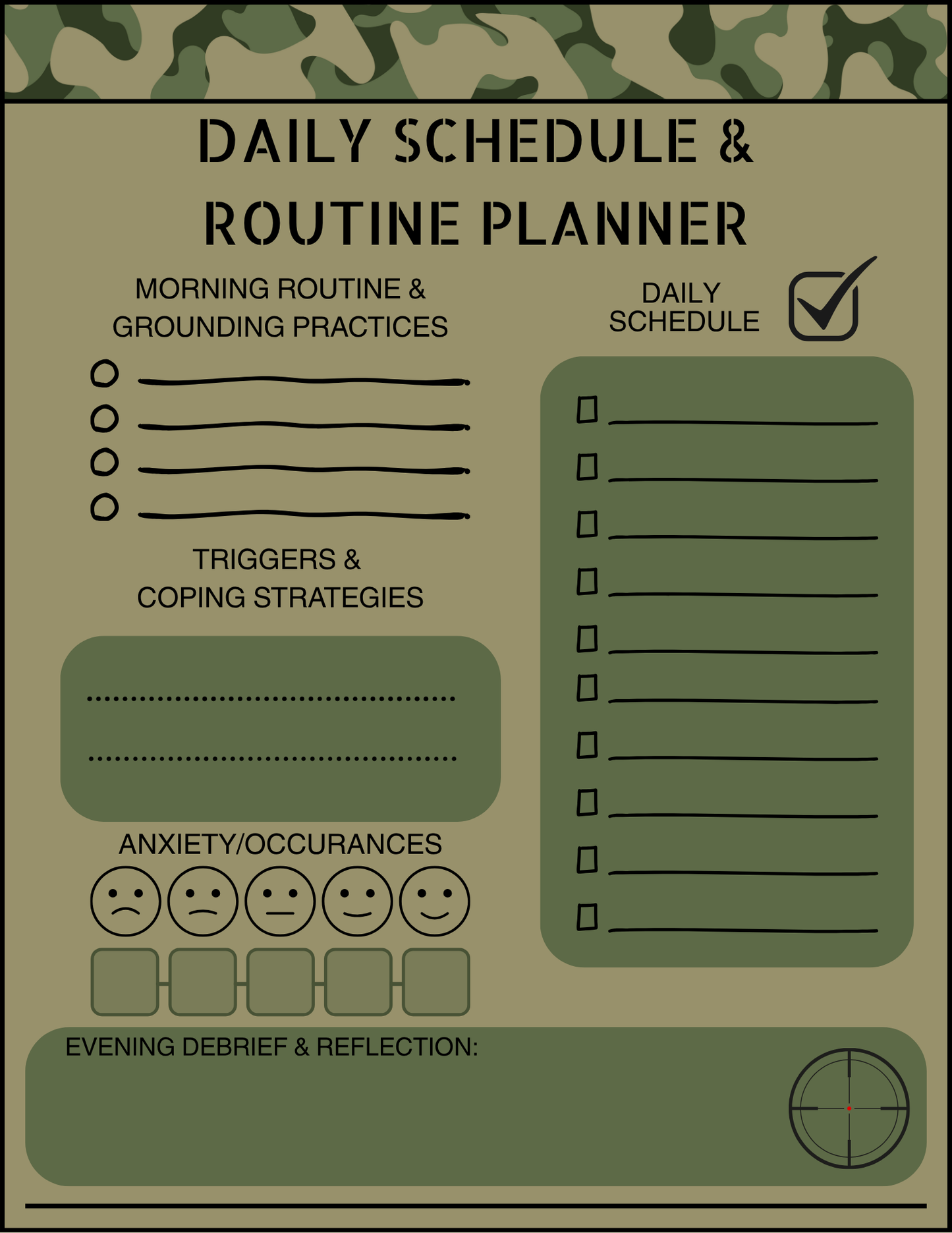 Daily Planner & PTSD/Anxiety Tracker